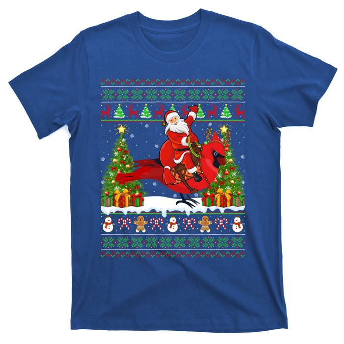 Xmas Sweater Ugly Santa Riding Cardinal Bird Christmas Gift T-Shirt