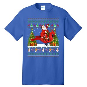 Xmas Sweater Ugly Santa Riding Cardinal Bird Christmas Gift Tall T-Shirt