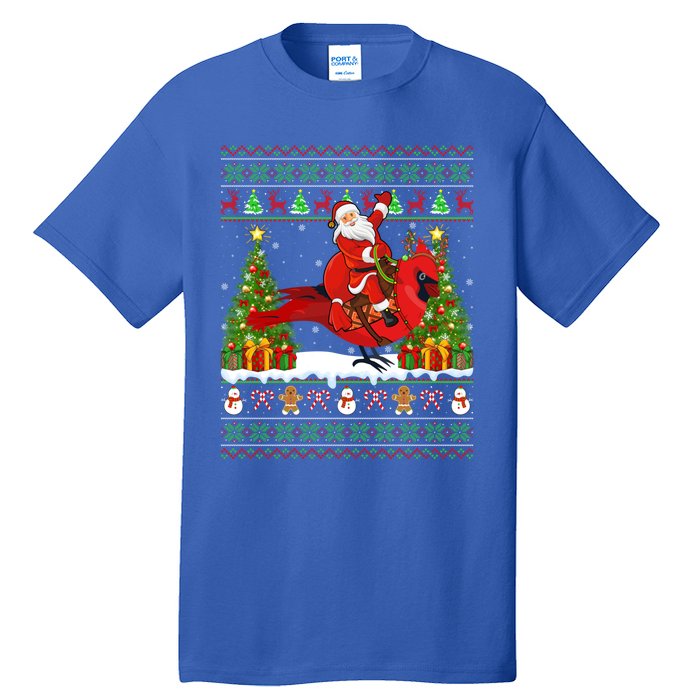 Xmas Sweater Ugly Santa Riding Cardinal Bird Christmas Gift Tall T-Shirt