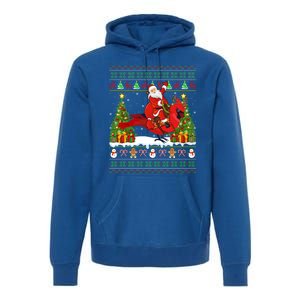 Xmas Sweater Ugly Santa Riding Cardinal Bird Christmas Gift Premium Hoodie