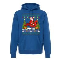 Xmas Sweater Ugly Santa Riding Cardinal Bird Christmas Gift Premium Hoodie