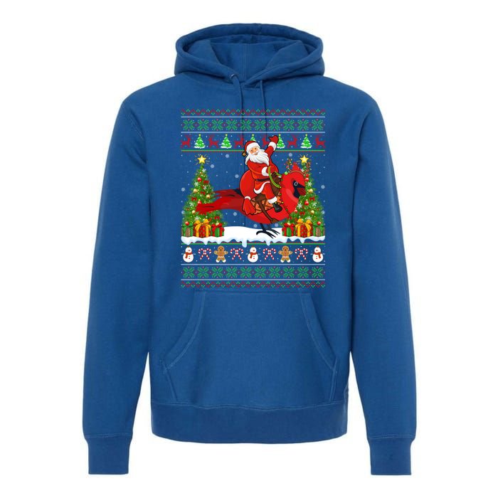 Xmas Sweater Ugly Santa Riding Cardinal Bird Christmas Gift Premium Hoodie