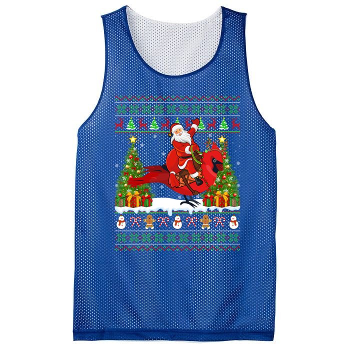 Xmas Sweater Ugly Santa Riding Cardinal Bird Christmas Gift Mesh Reversible Basketball Jersey Tank