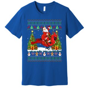 Xmas Sweater Ugly Santa Riding Cardinal Bird Christmas Gift Premium T-Shirt