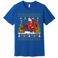 Xmas Sweater Ugly Santa Riding Cardinal Bird Christmas Gift Premium T-Shirt