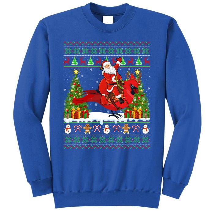 Xmas Sweater Ugly Santa Riding Cardinal Bird Christmas Gift Tall Sweatshirt