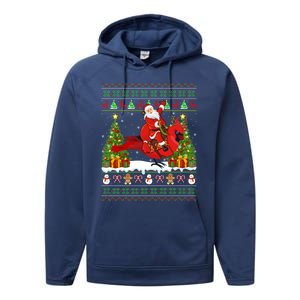 Xmas Sweater Ugly Santa Riding Cardinal Bird Christmas Gift Performance Fleece Hoodie