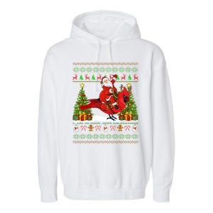 Xmas Sweater Ugly Santa Riding Cardinal Bird Christmas Gift Garment-Dyed Fleece Hoodie