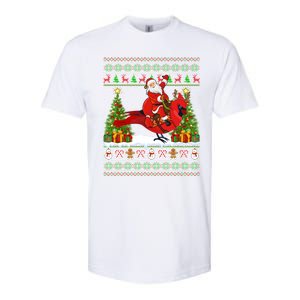 Xmas Sweater Ugly Santa Riding Cardinal Bird Christmas Gift Softstyle CVC T-Shirt