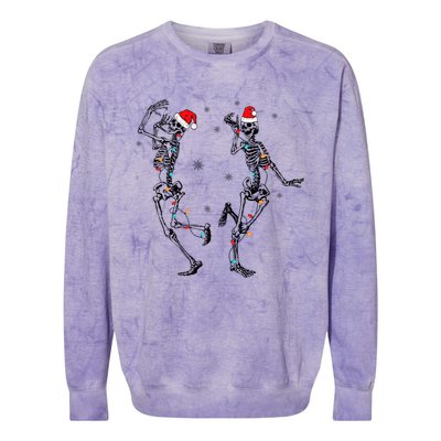 Xmas Tree Christmas Lights Christmas Skeleton Dancing Gift Colorblast Crewneck Sweatshirt