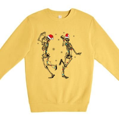 Xmas Tree Christmas Lights Christmas Skeleton Dancing Gift Premium Crewneck Sweatshirt