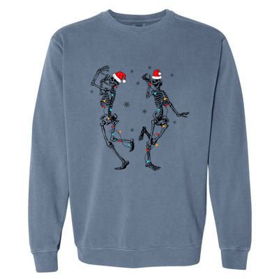 Xmas Tree Christmas Lights Christmas Skeleton Dancing Gift Garment-Dyed Sweatshirt