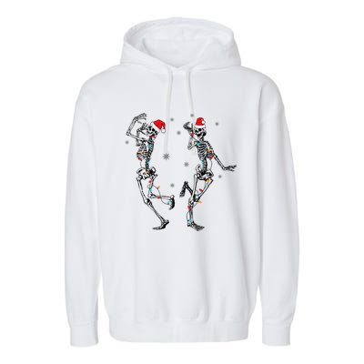 Xmas Tree Christmas Lights Christmas Skeleton Dancing Gift Garment-Dyed Fleece Hoodie