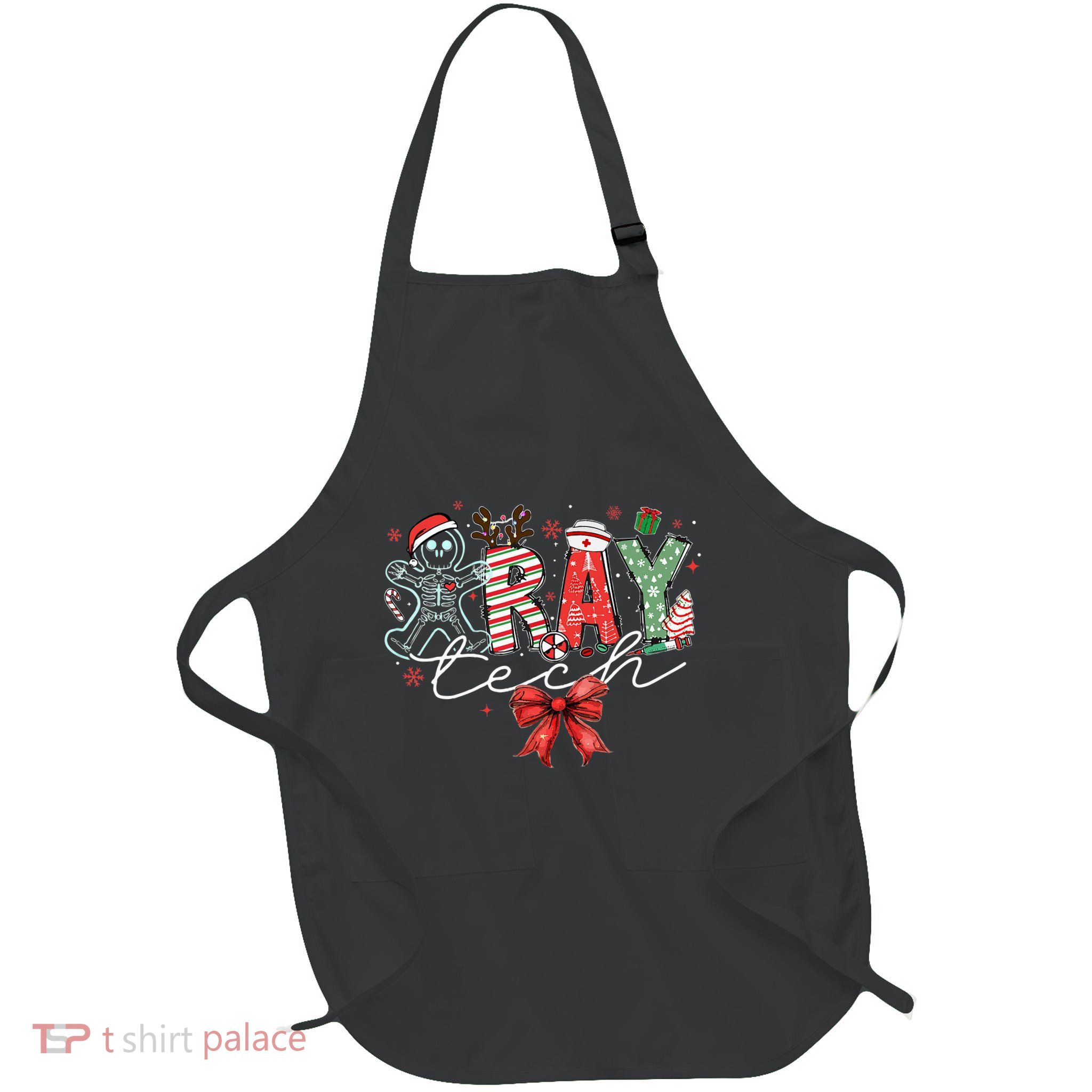 Xray Tech Christmas Bow Rad Tech Radiology Full-Length Apron With Pockets