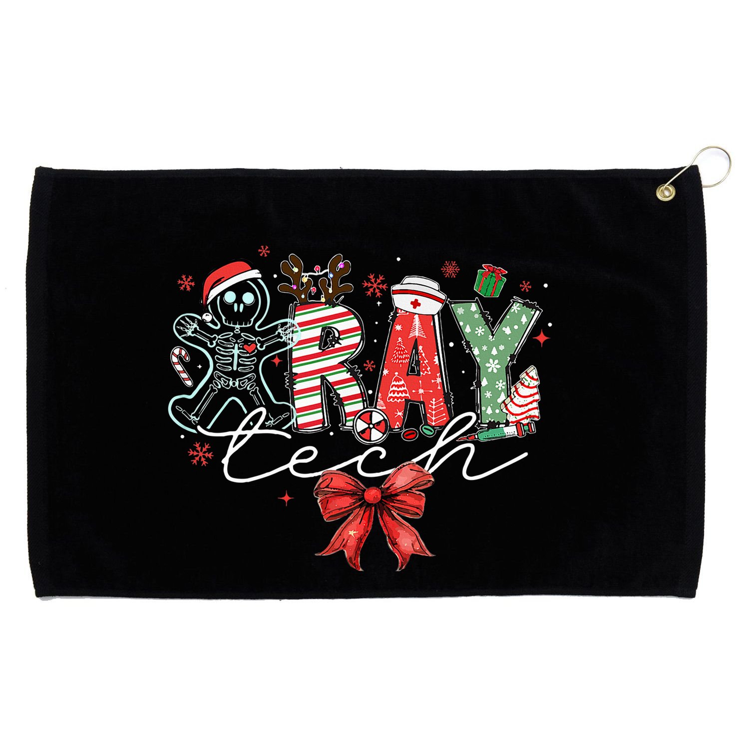 Xray Tech Christmas Bow Rad Tech Radiology Grommeted Golf Towel