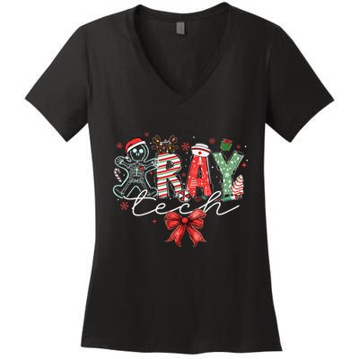 Xray Tech Christmas Bow Rad Tech Radiology Women's V-Neck T-Shirt