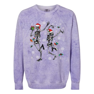 Xmas Tree Christmas Lights Christmas Skeleton Dancing Colorblast Crewneck Sweatshirt