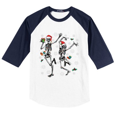 Xmas Tree Christmas Lights Christmas Skeleton Dancing Baseball Sleeve Shirt