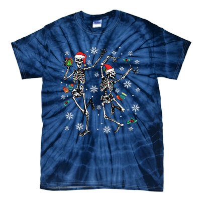 Xmas Tree Christmas Lights Christmas Skeleton Dancing Tie-Dye T-Shirt