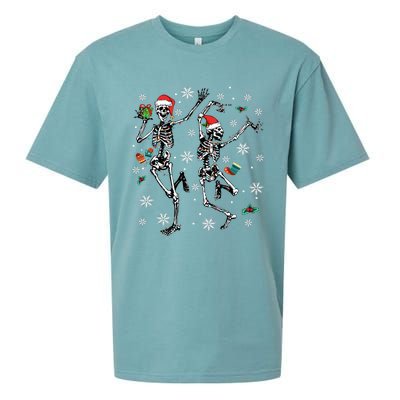 Xmas Tree Christmas Lights Christmas Skeleton Dancing Sueded Cloud Jersey T-Shirt