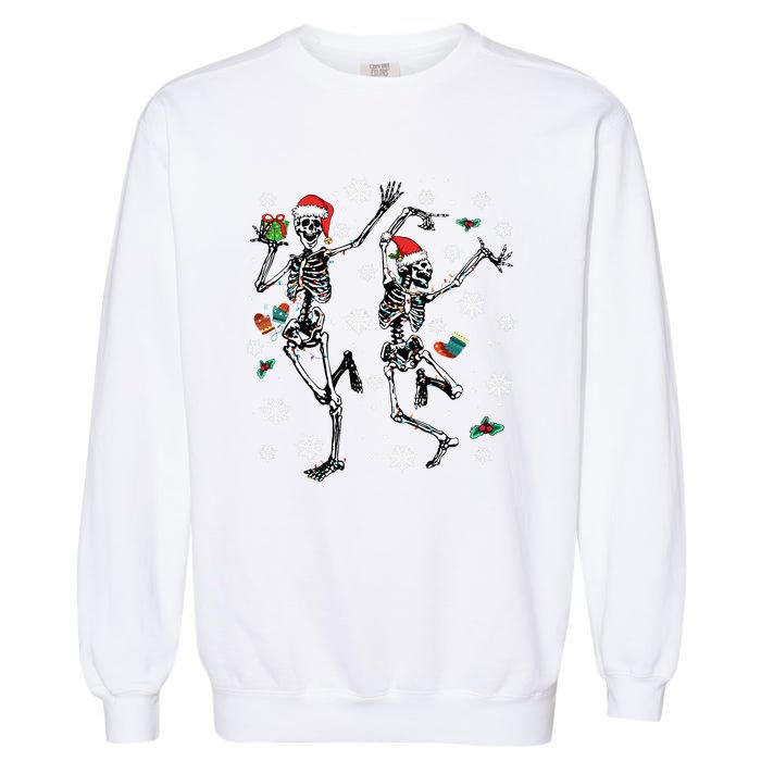 Xmas Tree Christmas Lights Christmas Skeleton Dancing Garment-Dyed Sweatshirt