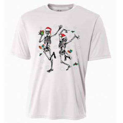 Xmas Tree Christmas Lights Christmas Skeleton Dancing Cooling Performance Crew T-Shirt