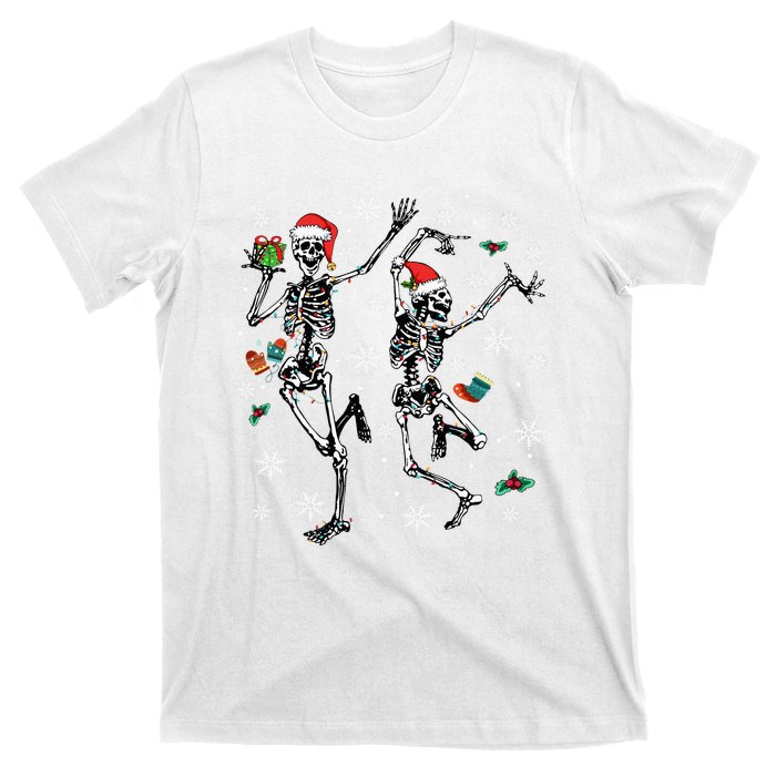 Xmas Tree Christmas Lights Christmas Skeleton Dancing T-Shirt