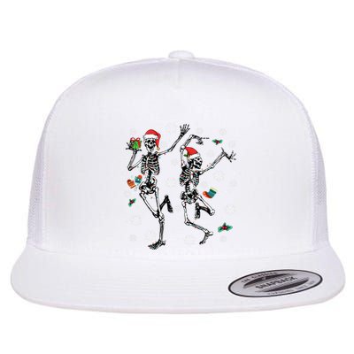 Xmas Tree Christmas Lights Christmas Skeleton Dancing Flat Bill Trucker Hat