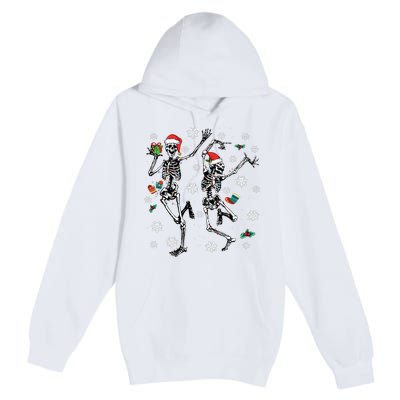 Xmas Tree Christmas Lights Christmas Skeleton Dancing Premium Pullover Hoodie