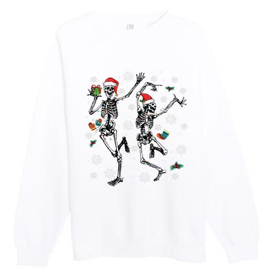 Xmas Tree Christmas Lights Christmas Skeleton Dancing Premium Crewneck Sweatshirt