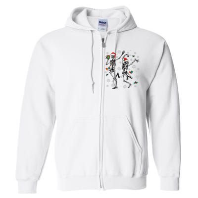 Xmas Tree Christmas Lights Christmas Skeleton Dancing Full Zip Hoodie