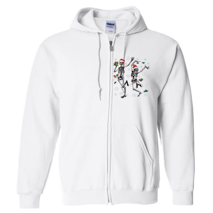 Xmas Tree Christmas Lights Christmas Skeleton Dancing Full Zip Hoodie