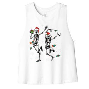 Xmas Tree Christmas Lights Christmas Skeleton Dancing Gift Women's Racerback Cropped Tank