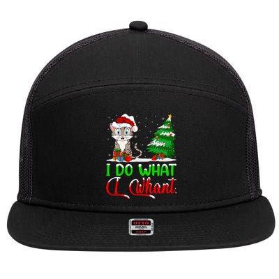 Xmas Tree Cat Lover I Do What I Want Cat Christmas Gift 7 Panel Mesh Trucker Snapback Hat