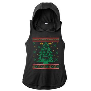 Xmas Tree Christmas Nativity Scene Christian Ugly Christmas Ladies PosiCharge Tri-Blend Wicking Draft Hoodie Tank