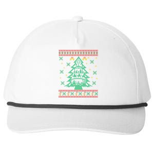 Xmas Tree Christmas Nativity Scene Christian Ugly Christmas Snapback Five-Panel Rope Hat