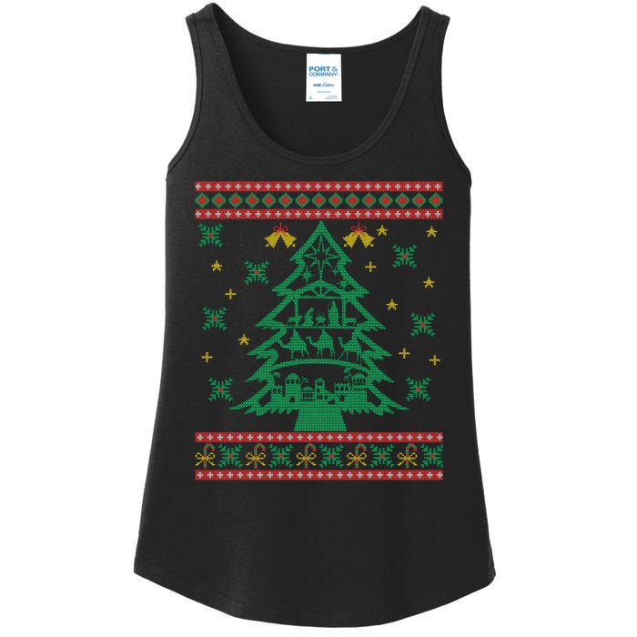 Xmas Tree Christmas Nativity Scene Christian Ugly Christmas Ladies Essential Tank