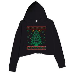 Xmas Tree Christmas Nativity Scene Christian Ugly Christmas Crop Fleece Hoodie