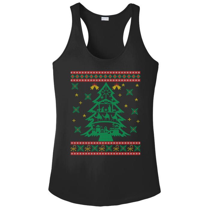 Xmas Tree Christmas Nativity Scene Christian Ugly Christmas Ladies PosiCharge Competitor Racerback Tank