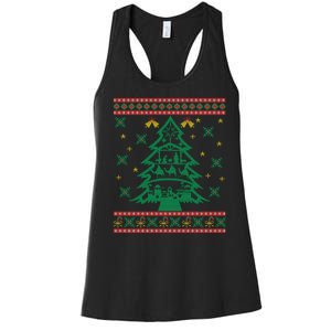 Xmas Tree Christmas Nativity Scene Christian Ugly Christmas Women's Racerback Tank