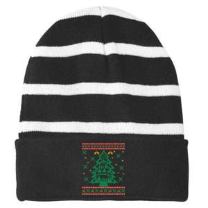 Xmas Tree Christmas Nativity Scene Christian Ugly Christmas Striped Beanie with Solid Band