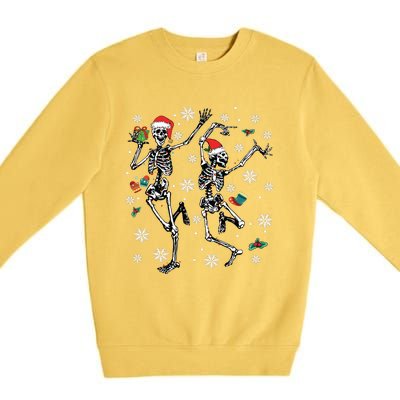 Xmas Tree Christmas Lights Christmas Skeleton Dancing Premium Crewneck Sweatshirt