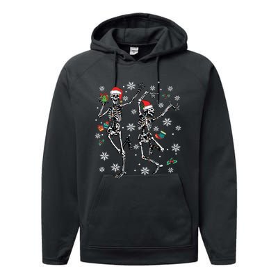 Xmas Tree Christmas Lights Christmas Skeleton Dancing Performance Fleece Hoodie