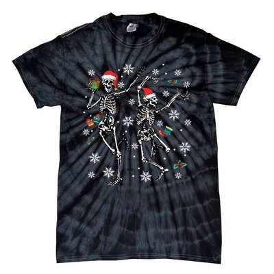 Xmas Tree Christmas Lights Christmas Skeleton Dancing Tie-Dye T-Shirt