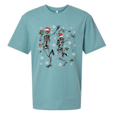 Xmas Tree Christmas Lights Christmas Skeleton Dancing Sueded Cloud Jersey T-Shirt