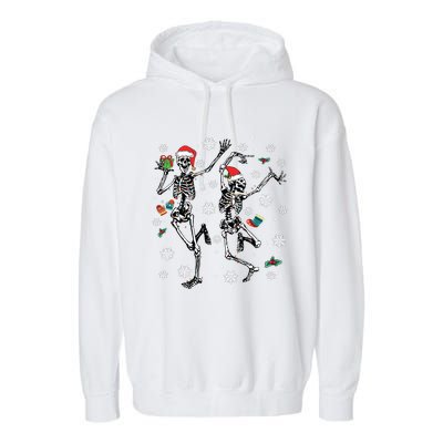 Xmas Tree Christmas Lights Christmas Skeleton Dancing Garment-Dyed Fleece Hoodie