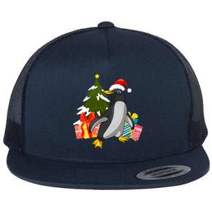 Xmas Tree Christmas Zoo Animal Lover Cute Antarctica Penguin Gift Flat Bill Trucker Hat