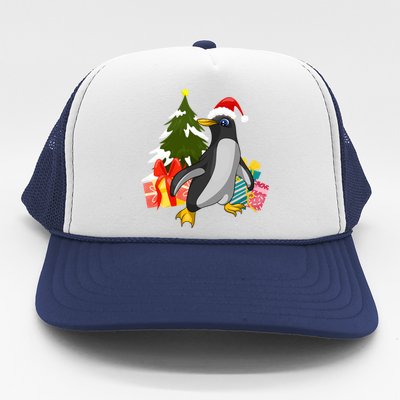 Xmas Tree Christmas Zoo Animal Lover Cute Antarctica Penguin Gift Trucker Hat