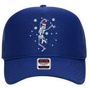 Xmas Tree Christmas Lights Christmas Skeleton Dancing Meaningful Gift High Crown Mesh Back Trucker Hat