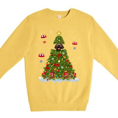 Xmas Tree Decorations Lights Santa Poodle Dog Christmas Gift Premium Crewneck Sweatshirt